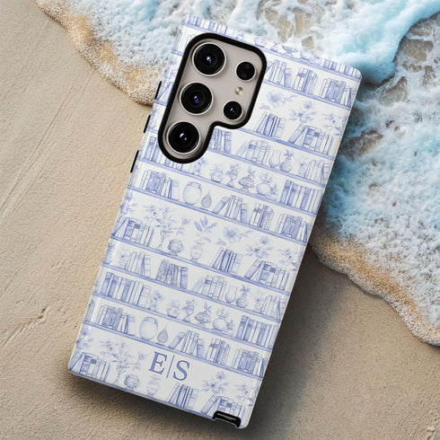 Custom Initials Toile Bookshelf Floral Galaxy Case